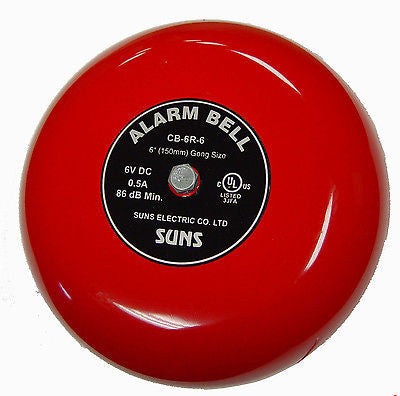 SUNS CB-6R-6 Red 6V Alarm Bell 6 Inch 6 Volt DC (6