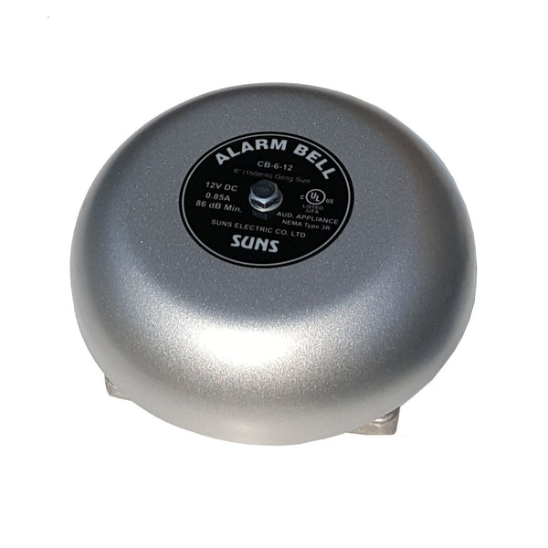 SUNS CB-6-12 Gray 12V Alarm Bell 6 Inch 12 Volt DC (6