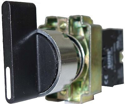 SUNS PBM22-SL3-B-P7 22mm Ext Selector Switch Metal 3-Position Momentary 2NO - Industrial Direct