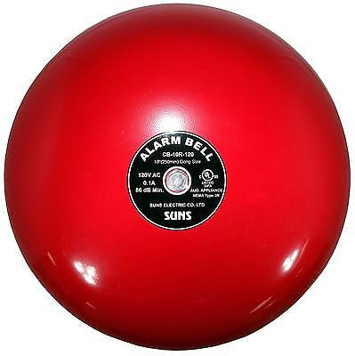 SUNS CB-10R-120 Red 120V Alarm Bell 10 Inch 120 Volt AC(10" in 120 VAC) - Industrial Direct