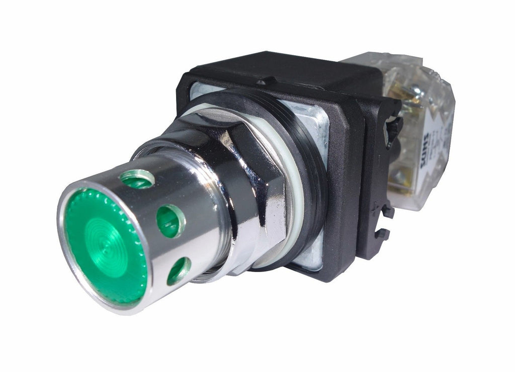 SUNS PBM30-GP-D120E-G-P1-U 30mm 12-130V AC/DC LED Green Pushbutton 800T-QAH2G - Industrial Direct