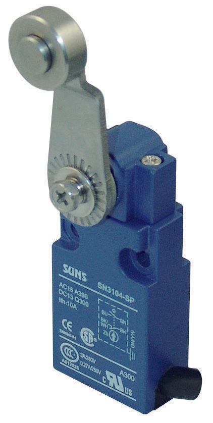 SUNS SN3104-SP-A1 Fixed Roller Lever Compact Limit Switch 1m Cable - Industrial Direct