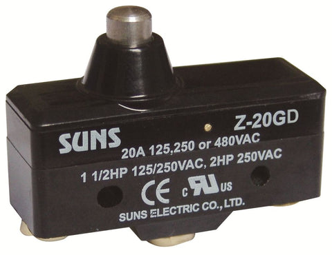 SUNS International Z-20GD Plunger 20A Micro Switch - Industrial Direct