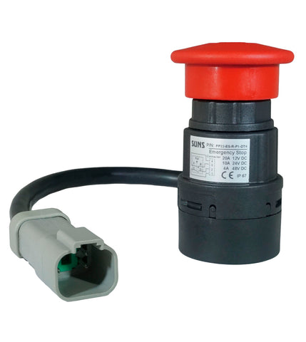 SUNS PP22-ES-R-P1-DT4 22mm Emergency Stop Switch Push-Pull IP67 1NO/1NC Deutsch Connector 50058830-05